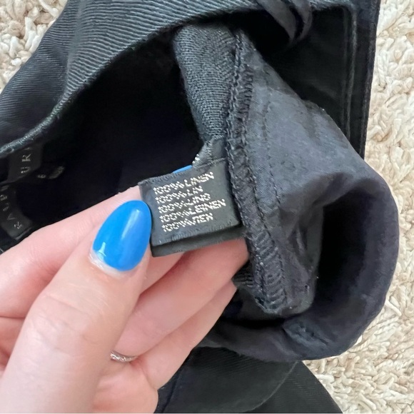 Ralph Lauren Black Label - Straight Leg Linen Black Pants w/ Button Detail - Picture 8 of 15